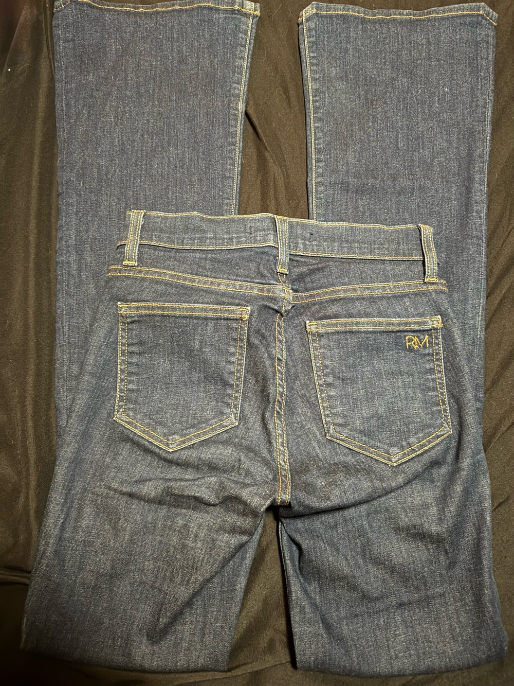 Rebecca Minkoff Sunset Mid Rise Flare Jeans Size 24 Dark Wash Y2K